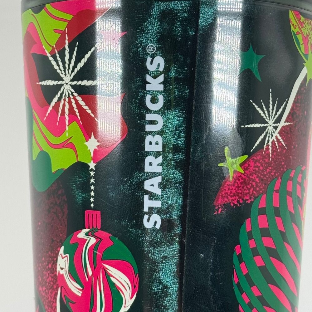 Starbucks 2023 Holiday Venti Tumbler 24oz Ornament Bow Straw Topper Cold Cup - Picture 9 of 12